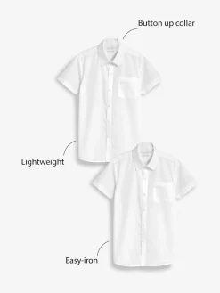 Next White Slim Fit 2 Pack Short Sleeve School Shirts (3-17yrs)^BOY Shirts