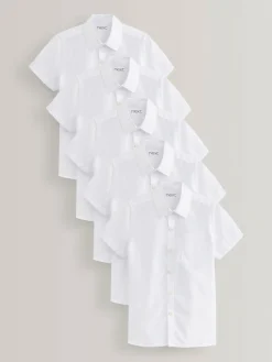 Outlet Next White Slim Fit 5 Pack Short Sleeve School Shirts (3-17yrs)