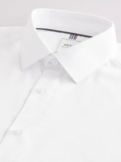 Next Slim Fit Double Cuff Easy Care Textured Smart Shirt White