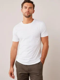 New Next White Slim Fit Essential Crew Neck Cotton T-Shirt