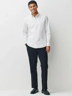 Hot Next White Slim Fit Long Sleeve Oxford Shirt