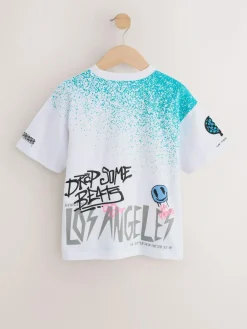 Next White Spray Graffiti Relaxed Fit Short Sleeve Graphic T-Shirt (3-16yrs)^BOY T-Shirts