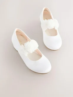 Online Next Standard Fit (F) Occasion Heeled Corsage Shoes White Stain Resistant Satin