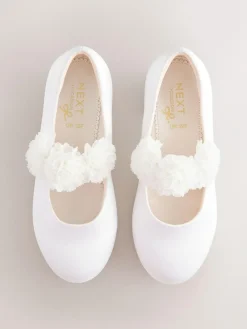 Online Next Standard Fit (F) Occasion Heeled Corsage Shoes White Stain Resistant Satin