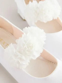 Online Next Standard Fit (F) Occasion Heeled Corsage Shoes White Stain Resistant Satin