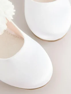 Online Next Standard Fit (F) Occasion Heeled Corsage Shoes White Stain Resistant Satin