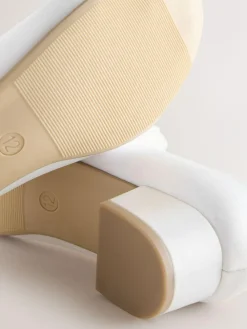 Online Next Standard Fit (F) Occasion Heeled Corsage Shoes White Stain Resistant Satin