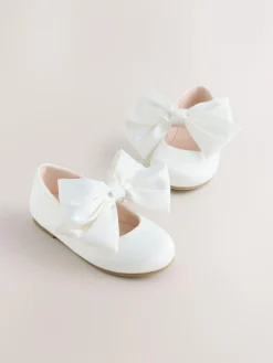 Next White Standard Fit (F) Bow Satin Flower Occasion Mary Jane Shoes^ Shoes