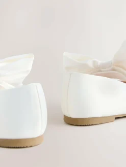 Next White Standard Fit (F) Bow Satin Flower Occasion Mary Jane Shoes^ Shoes