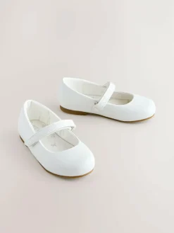 New Next Standard Fit (F) Mary Jane Touch Fastening Occasion Shoes White