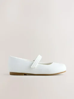 New Next Standard Fit (F) Mary Jane Touch Fastening Occasion Shoes White