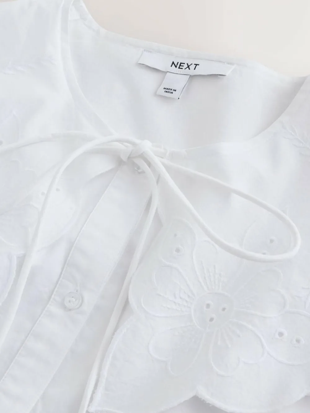Next White Statement Collar Broderie Long Sleeve Blouse^Women Blouses & Shirts