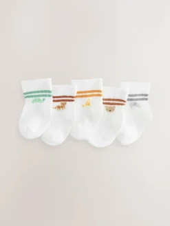 Best Next Baby Socks 5 Pack (0mths-2yrs) White Stripe