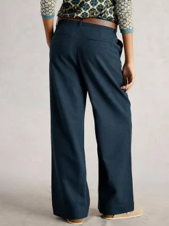 Outlet White Stuff Belle Tweedy Wide Leg Trousers Blue