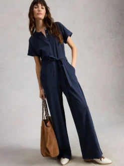 New White Stuff Sandy Jersey Jumpsuit Blue