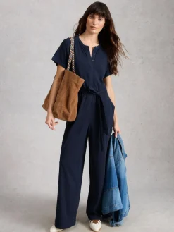 New White Stuff Sandy Jersey Jumpsuit Blue