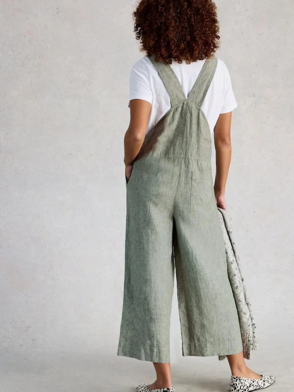 Sale White Stuff Viola Linen Dungaree Green