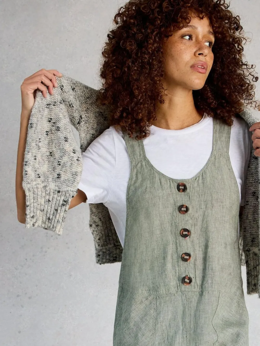 Sale White Stuff Viola Linen Dungaree Green