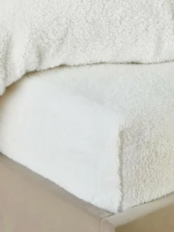 Next White Teddy Fleece Deep Fitted Sheet^ Bedsheets & Pillow Cases