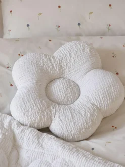 Hot Next Textured Daisy 100% Cotton Cushion White