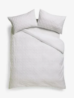 Next Textured Embossed Square Pattern Bedding Duvet Cover and Pillowcase Set^ Bedsets & Duvet Covers