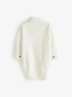 Hot Next White Textured Shirt Baby Bodysuit (0mths-3yrs)