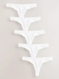 Next White Thong Cotton Rich Knickers 5 Pack