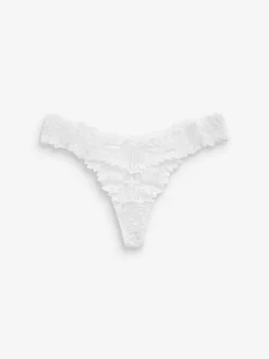 Next White Thong Ultimate Comfort Lace Knickers 2 Pack^Women Panties