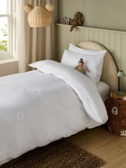 Outlet Next White Tufted Hearts 100% Cotton Duvet Cover and Pillowcase Set