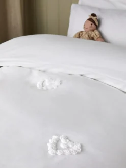 Outlet Next White Tufted Hearts 100% Cotton Duvet Cover and Pillowcase Set