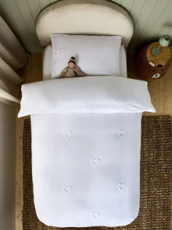 Outlet Next White Tufted Hearts 100% Cotton Duvet Cover and Pillowcase Set