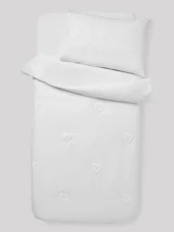 Outlet Next White Tufted Hearts 100% Cotton Duvet Cover and Pillowcase Set