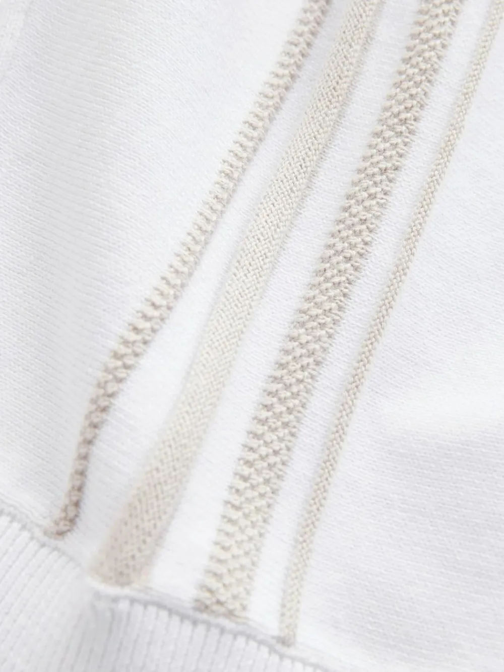 Next 100% Cotton Knitted Zip Neck Polo Shirt (3mths-7yrs) White Vertical Stripe