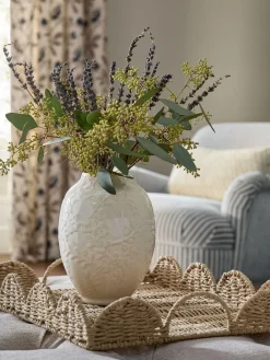 New Next White Vintage Style Embossed Ceramic Vase