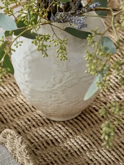 New Next White Vintage Style Embossed Ceramic Vase