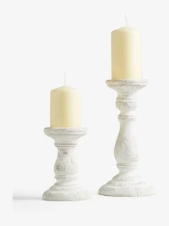 Next White Wash Pillar Candle Holder^ Candle Holders & Lanterns