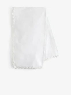 Hot Next White Wiggle Trim 100% Cotton Table Cloth
