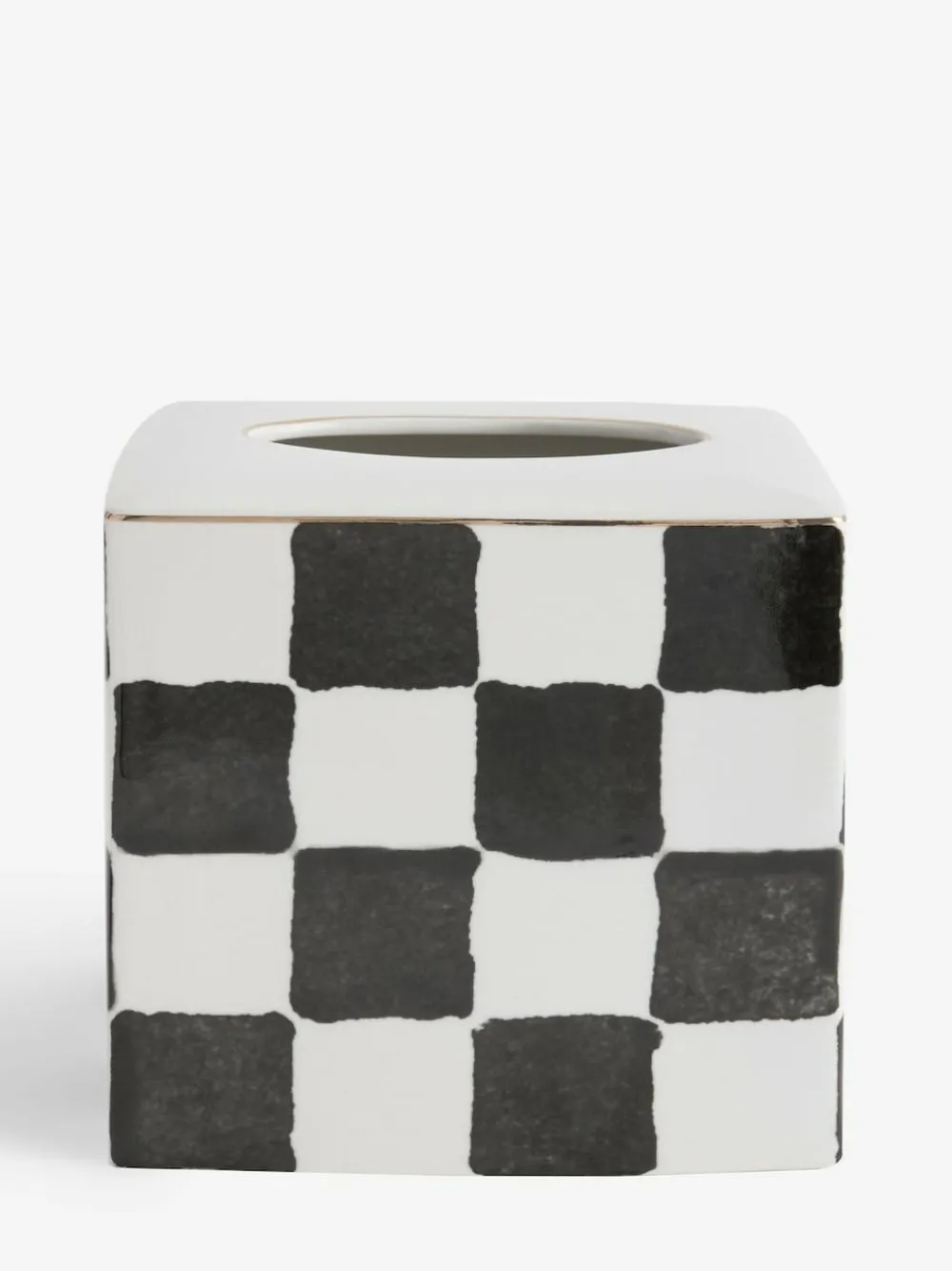 New Next White/Black Check Ceramic Tissue Box
