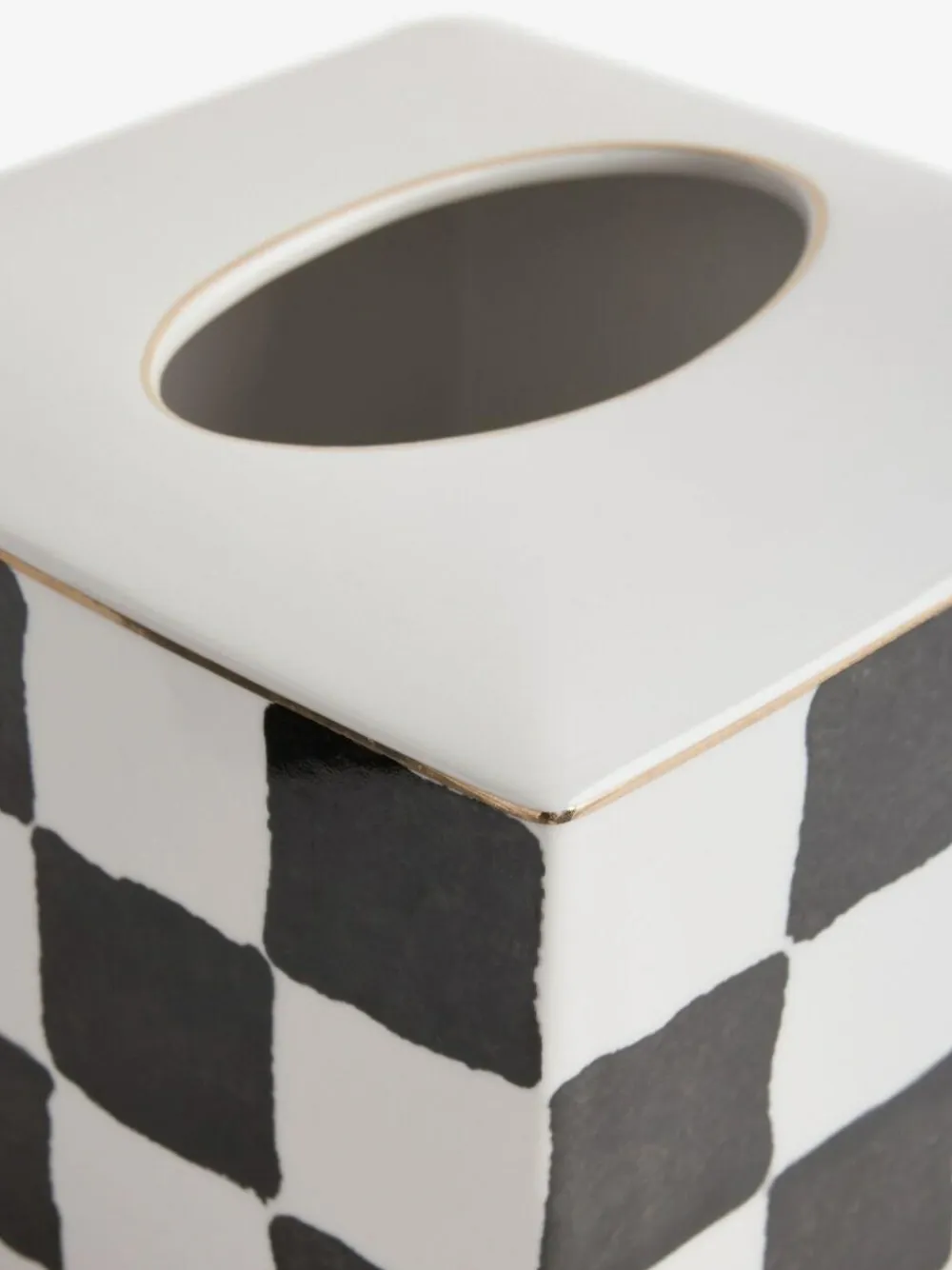 New Next White/Black Check Ceramic Tissue Box