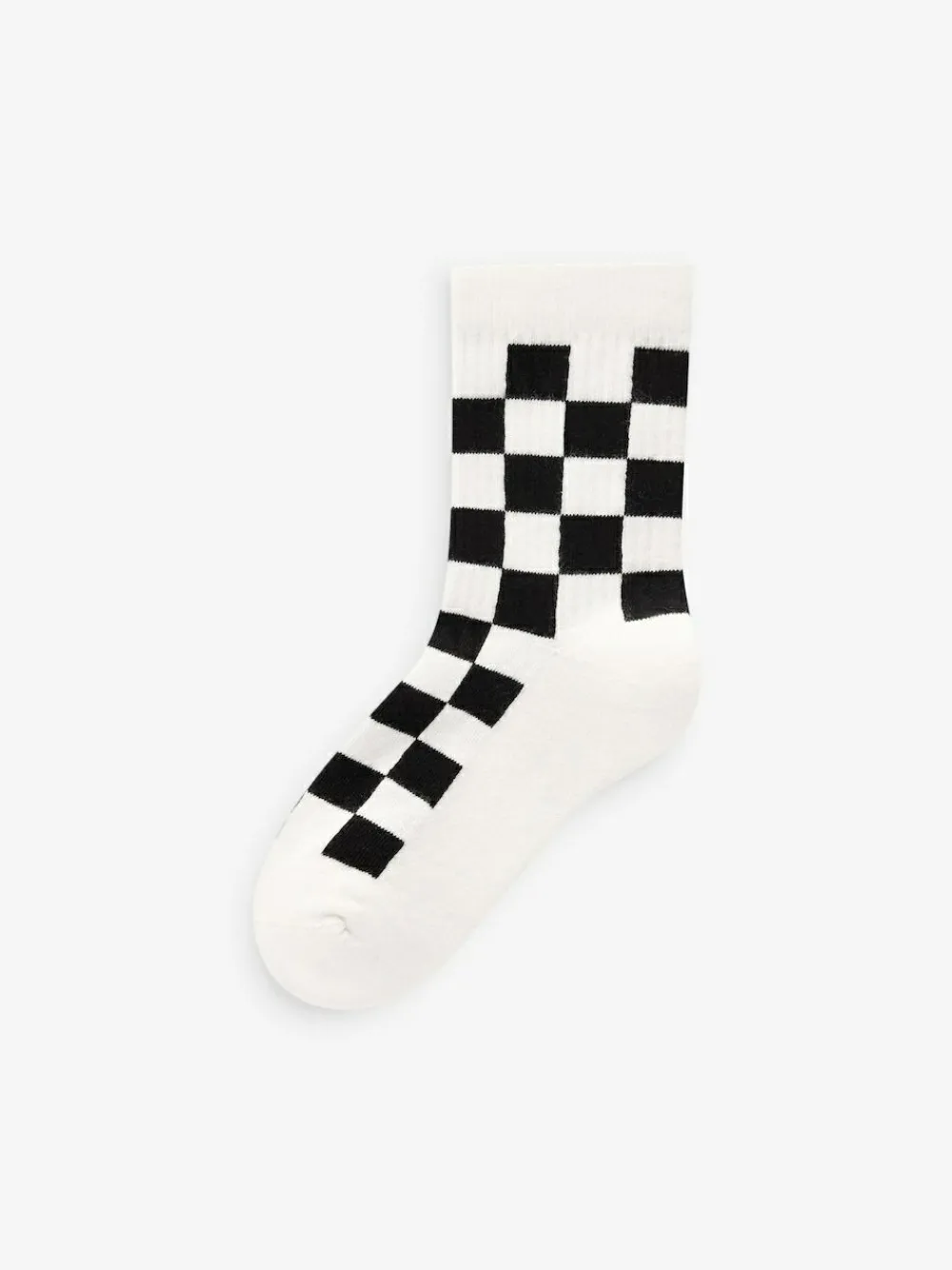 Next White/Black Checkerboard Cushioned Footbed Cotton Rich Ribbed Tipped Socks 5 Pack^BOY Socks