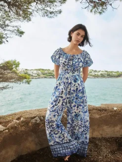 Outlet Next Off the Shoulder Jumpsuit White/Black