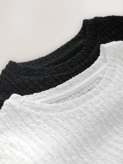 Hot Next White/Black Textured Tops 2 Pack (3-16yrs)
