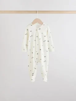 Outlet Next White/Black Two Way Zip Baby Sleepsuits 4 Pack (0mths-2yrs)