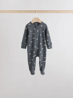 Outlet Next White/Black Two Way Zip Baby Sleepsuits 4 Pack (0mths-2yrs)