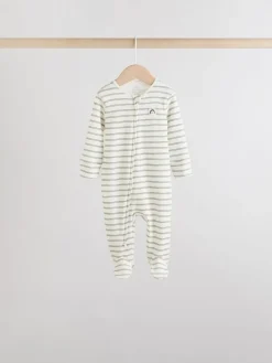 Outlet Next White/Black Two Way Zip Baby Sleepsuits 4 Pack (0mths-2yrs)