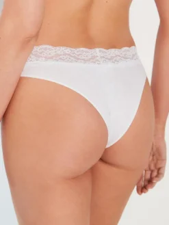 Next Extra High Leg Cotton Lace Knickers 4 Pack^Women Panties