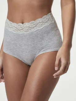 Next White/Black/Grey Full Brief Cotton Lace Knickers 4 Pack^Women Panties