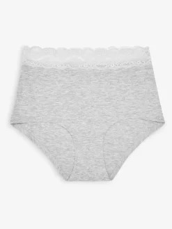 Next White/Black/Grey Full Brief Cotton Lace Knickers 4 Pack^Women Panties