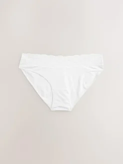 Next White/Black/Grey High Leg Cotton Lace Knickers 4 Pack^Women Panties