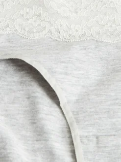 Next White/Black/Grey High Leg Cotton Lace Knickers 4 Pack^Women Panties